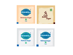 Sachets of sugar sugar sachets and stevia Dhanraj